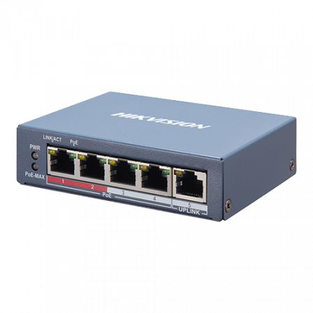 Switch 4 porturi PoE, 1 port uplink RJ45, SMART Management - HIKVISION DS-3E1105P-EI [1]