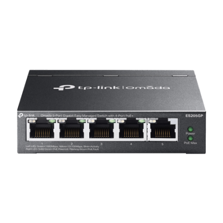 Retelistica - Switch 4 x RJ45 1G PoE, 1 x RJ45 1G, Buget PoE 65W, Easy Managed - TP-Link Omada ES205GP
