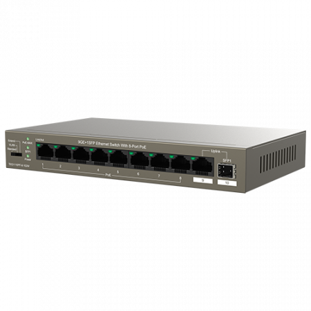 Switch 8 porturi Gigabit PoE, 1 port Uplink Gigabit, 1 port SFP Uplink Gigabit - Tenda TND-TEG1110PF-8-102W [2]