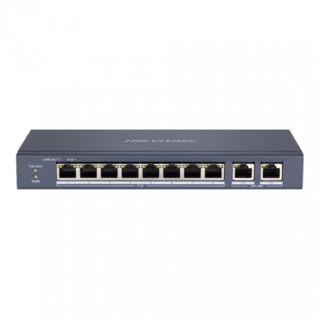Retelistica - Switch 8 porturi PoE, 2 porturi uplink RJ45 Gigabit - HIKVISION DS-3E0310P-E-M