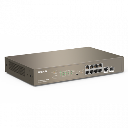Switch-uri PoE - Switch 8 porturi PoE Gigabit, 1 port consola, 1 port SFP Gigabit, management - TENDA TND-TEG5310P-8-150W