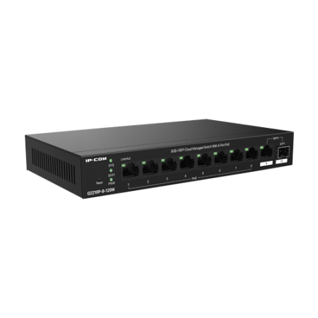 Switch 8 x RJ45 1G PoE, 1 x SFP 1G, 1 x RJ45 1G, 120W, Cloud Management - IP-COM G2210P-8-120W [2]