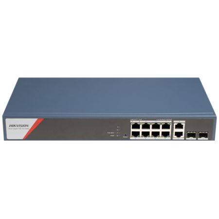 Switch-uri PoE - Switch 8 x RJ45 1G PoE 802.3af/at/bt, 2 x RJ45 1G, 2 x SFP 1G, Management - HIKVISION DS-3E1512HP-SI-8P2T2F