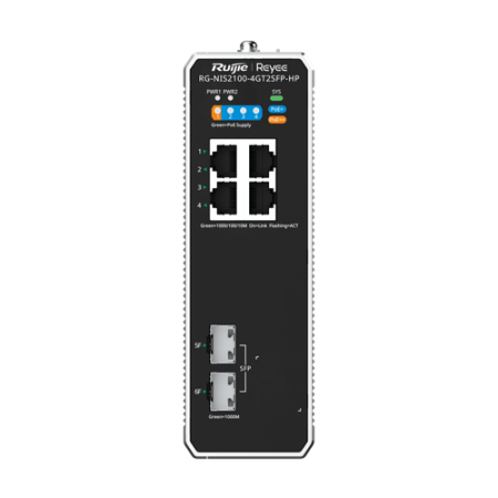 Switch industrial 3 x RJ45 1G PoE+, 1 x RJ45 1G Hi-PoE, 2 x SFP 1G, Cloud Management - Ruijie Reyee RG-NIS2100-4GT2SFP-HP [2]