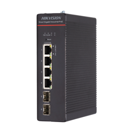 Switch-uri PoE - Switch industrial 4 x 1G PoE 802.3bt, 2 x SFP 1G, fara sursa, Management - HIKVISION DS-3T1506HP-SI-4P2F
