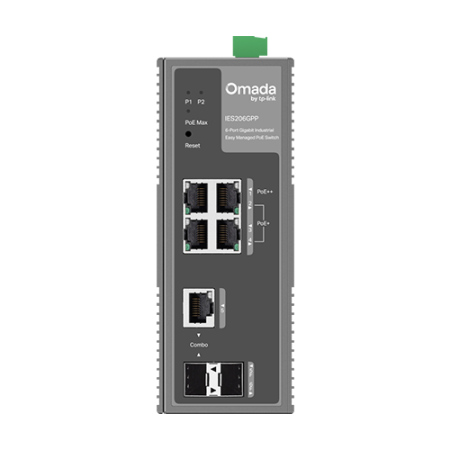 Switch industrial 4 x RJ45 1G PoE+/PoE++, 1 x SFP 1G, 1 x combo SFP/RJ45 1G, Managed - TP-Link Omada IES206GPP [1]