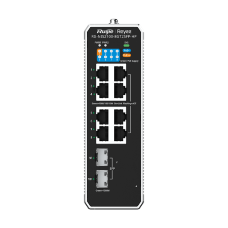 Switch industrial 7 x RJ45 1G PoE+, 1 x RJ45 1G Hi-PoE, 2 x SFP 1G, Cloud Management - Ruijie Reyee RG-NIS2100-8GT2SFP-HP [2]