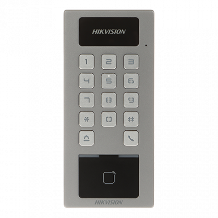 Terminale control acces Web Management - Terminal control acces si interfon cu tastatura, cititor card, Bluetooth, Wi-Fi, Alarma - HIKVISION DS-K1T502DBWX