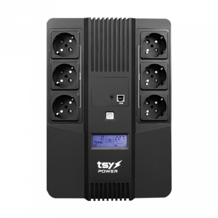 Surse de alimentare si UPS - UPS TSY Power, 600VA/360W, LCD, AVR-repornire automata, Management, 6 x Schuko, 2 x RJ45, 1 X USB type B TSY-D-0K6-LCD