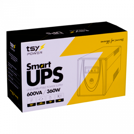 UPS TSY Power, 600VA/360W, LED, AVR-Repornire automata, Management, 2 x Schuko, 2 x RJ45, 1 X USB type B TSY-MP-0K6-LED [2]