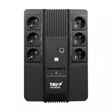 Surse de alimentare si UPS - UPS TSY Power, 600VA/360W, LED, AVR-repornire automata, Management, 6 x Schuko, 2 x RJ45, 1 X USB type B TSY-D-0K6-LED