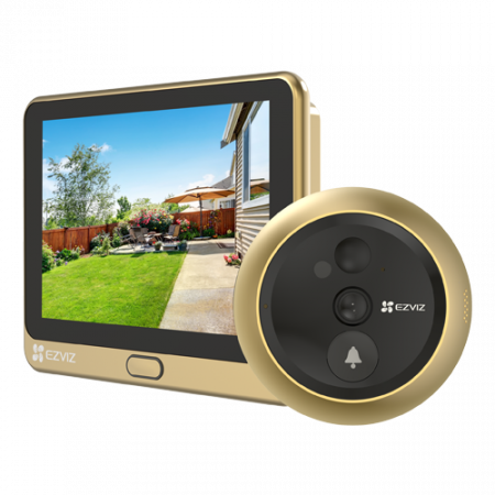 Kituri interfoane - Vizor electronic smart, Wi-Fi, FullHD, monitor 4.3 inch, sonerie, acumulator 4600mAh, Auriu - EZVIZ CS-DP2C-Golden