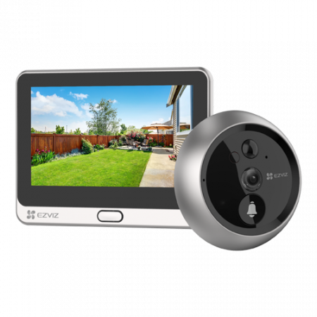 Kituri interfoane - Vizor electronic smart, Wi-Fi, FullHD, monitor 4.3 inch, sonerie, acumulator 4600mAh, PIR - EZVIZ CS-DP2C-Silver