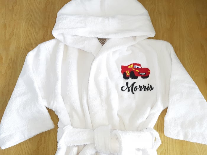 Halat baie ALB copii, personalizat, bumbac [4]