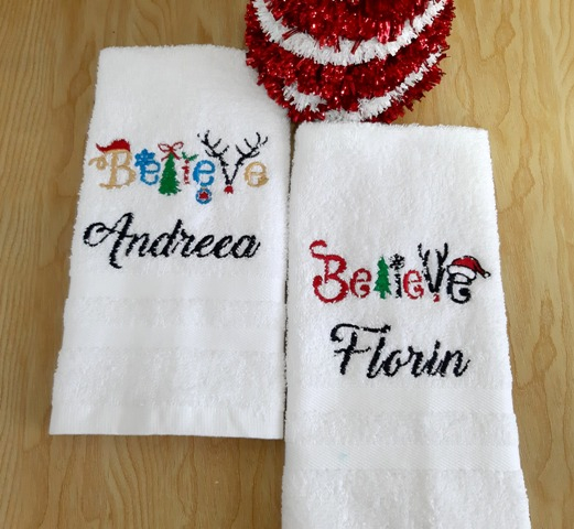 Set 2 prosoape Craciun, personalizate Nume*DesignBelieve, bumbac 100% [2]