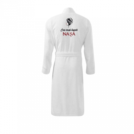 Halat hotelier alb personalizat NASI, bumbac premium [1]