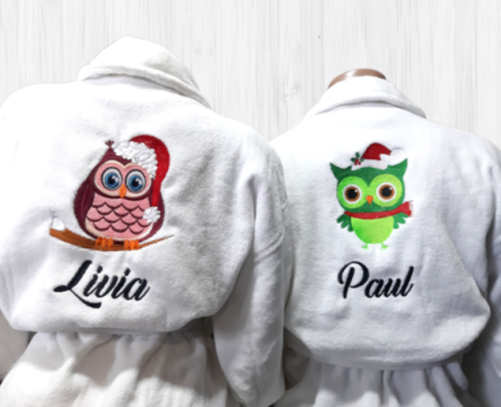 Set 2 halate premium Craciun, personalizate Nume*Bufnita, bumbac 100% [3]