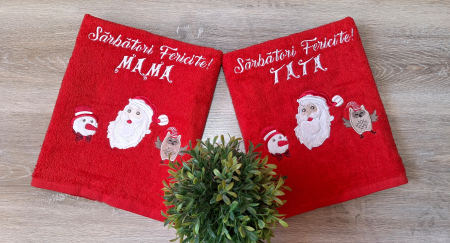 Set 2 prosoape Craciun, personalizate Mama-Tata, bumbac 100% [1]