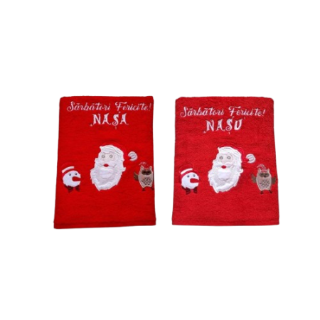 Produse Personalizate - Set 2 prosoape Craciun, personalizate Nasi, bumbac 100%