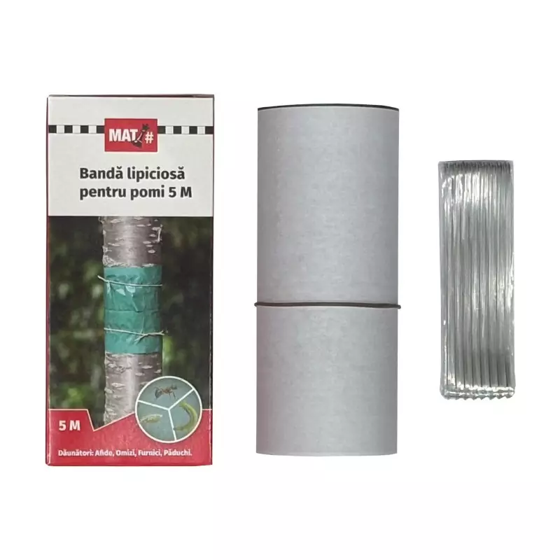 Banda lipicioasa pentru pomi MAT - 14 cm x 5 m, Afide, Furnici, Omizi [5]