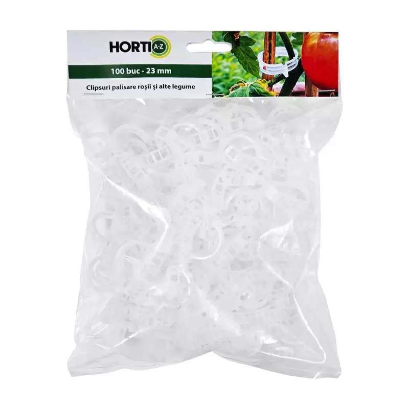 Unelte Gradinarit - Clipsuri palisare rosii si alte legume HORTI A-Z, 23 mm - 100 buc
