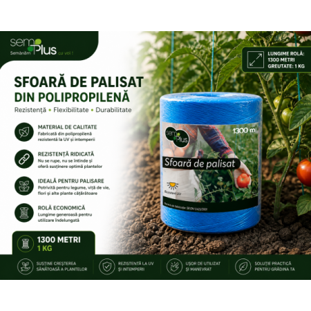 Unelte Gradinarit - Sfoara de palisat din polipropilena, lungime rola 1300 metri, 1 Kg