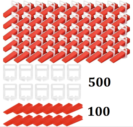 Set nivelare gresie - Set 500 Clipsuri cu rost 2 mm + 100 Pene