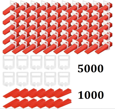 Set nivelare gresie - Set 5000 Clipsuri cu rost 2 mm + 1000 Pene