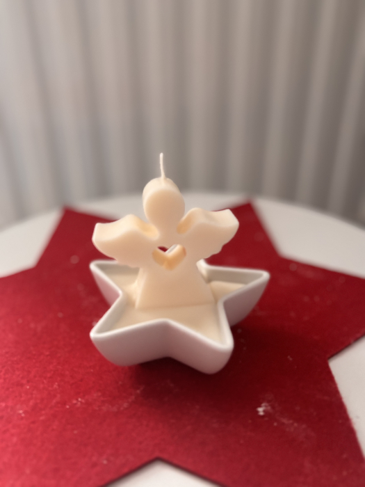 Lumânare decorativă Îngeraș în suport ceramic stea [3]