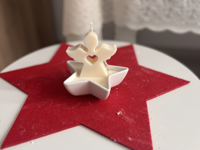 Lumânare decorativă Îngeraș în suport ceramic stea [2]
