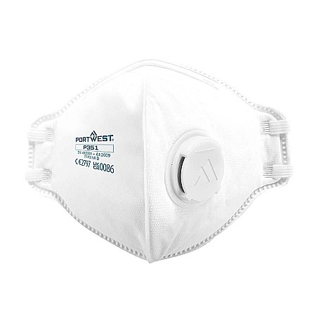 Protectie respiratorie - Masca de Protectie Respiratorie FFP3 cu Dolomita si pliere verticala (Pk20), PORTWEST P351WHR