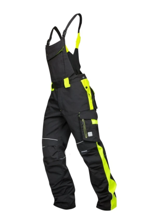 Pantaloni de lucru cu pieptar NEON - negru/galben [1]