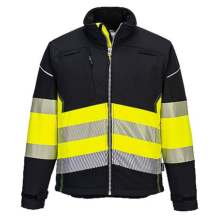 Protectie cap si inaltime - PW3 Jachetă Softshell Hi-Vis Clasa 1, PORTWEST PW375BKY