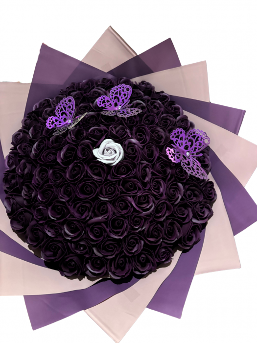 Buchet cu 101 trandafiri marsalla inchis [1]