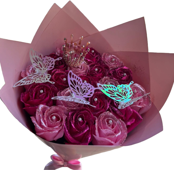 Buchet cu 19 trandafiri ciclam si roz deschis [1]