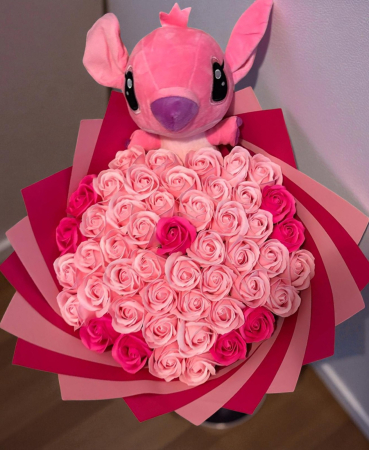 Buchete 51 trandafiri - Buchet 51 trandafiri din sapun ciclam si roz deschis