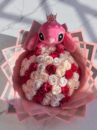 Buchete 51 trandafiri - Buchet 51 trandafiri din sapun soft pink,ciclam si roz pal