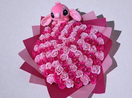 Buchete 101 trandafiri - Buchet cu 101 trandafiri ciclam si roz deschis