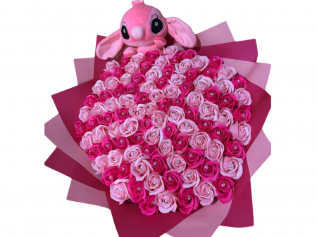 Buchete 101 trandafiri - Buchet cu 101 trandafiri ciclam si roz deschis