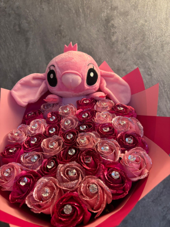 Buchet cu 35 de trandafiri ciclam si roz deschis [1]