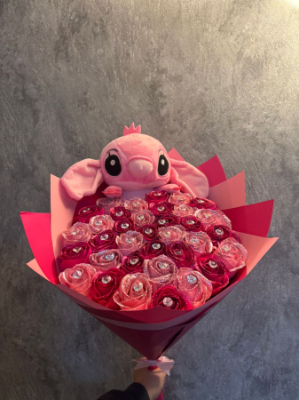 Buchete 35 de trandafiri - Buchet cu 35 de trandafiri ciclam si roz deschis