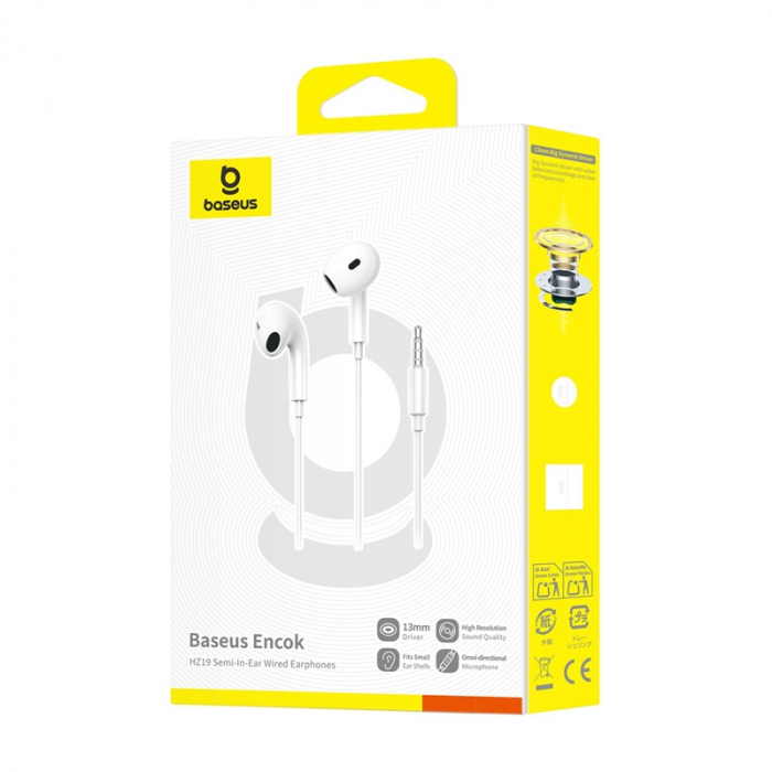 Baseus Encok HZ19 Casti in-ear cu fir alb [6]