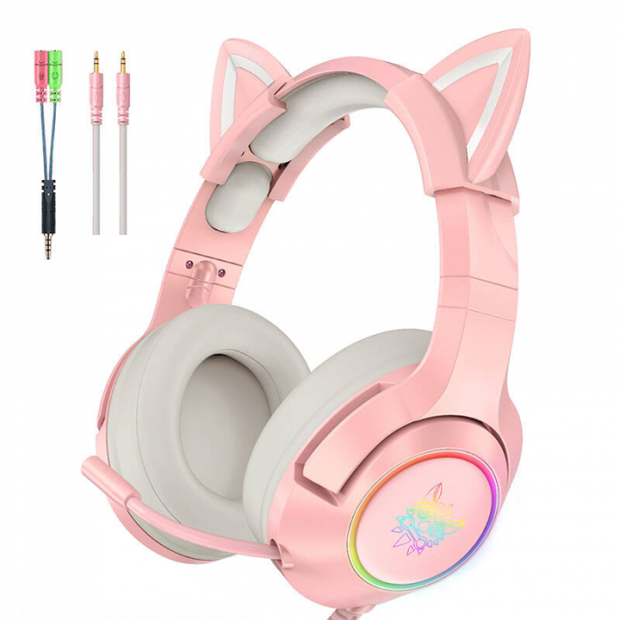 Casti de gaming ONIKUMA K9 Pink RGB [6]