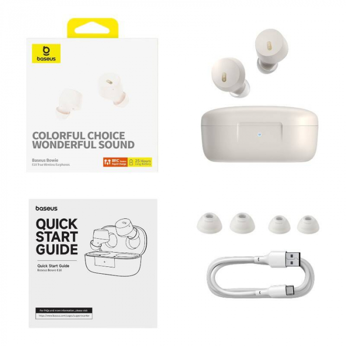 Earphones TWS Baseus Bowie E18 (white) [8]