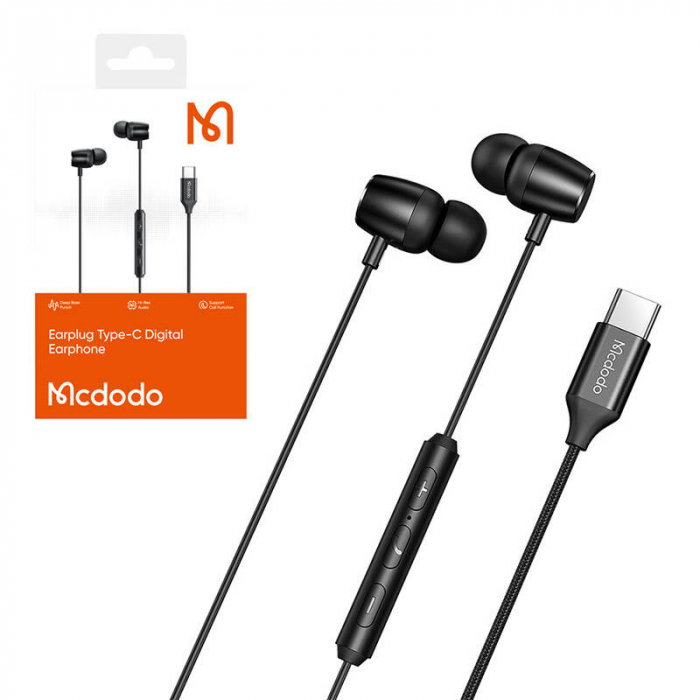 Mcdodo HP-1050 casti in-ear, cu fir, USB-C (negru) [5]