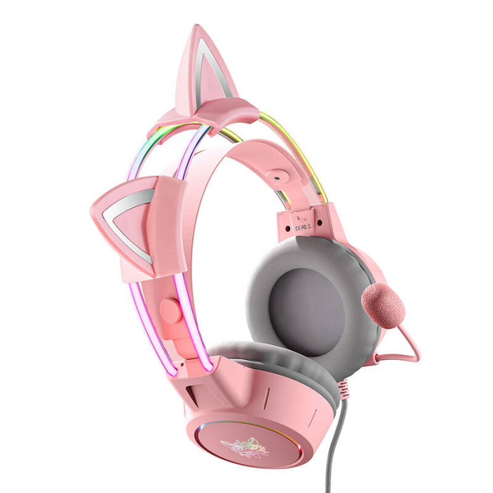 ONIKUMA X15Pro Casti de gaming roz / urechi de pisica [5]