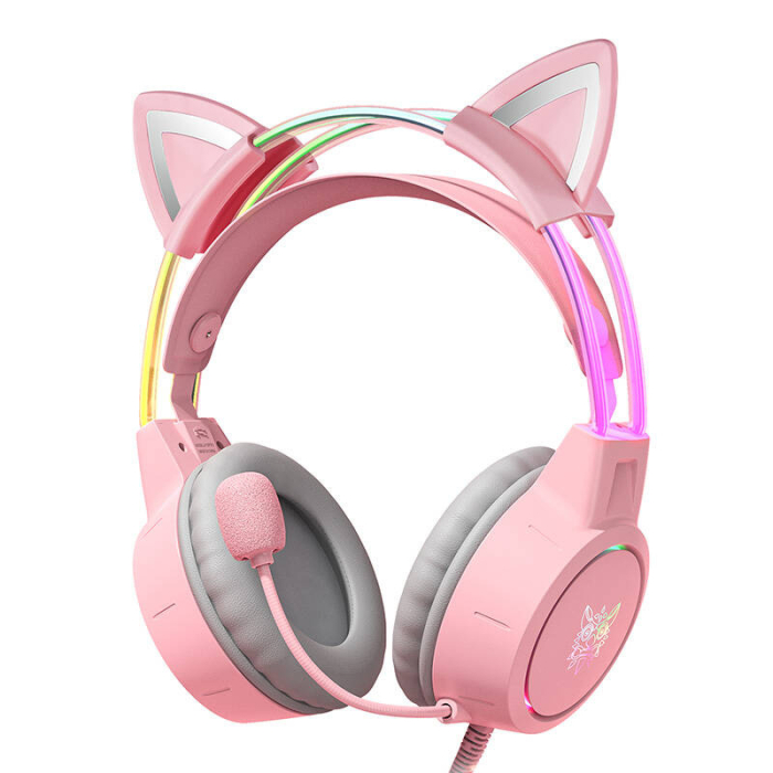 ONIKUMA X15Pro Casti de gaming roz / urechi de pisica [1]