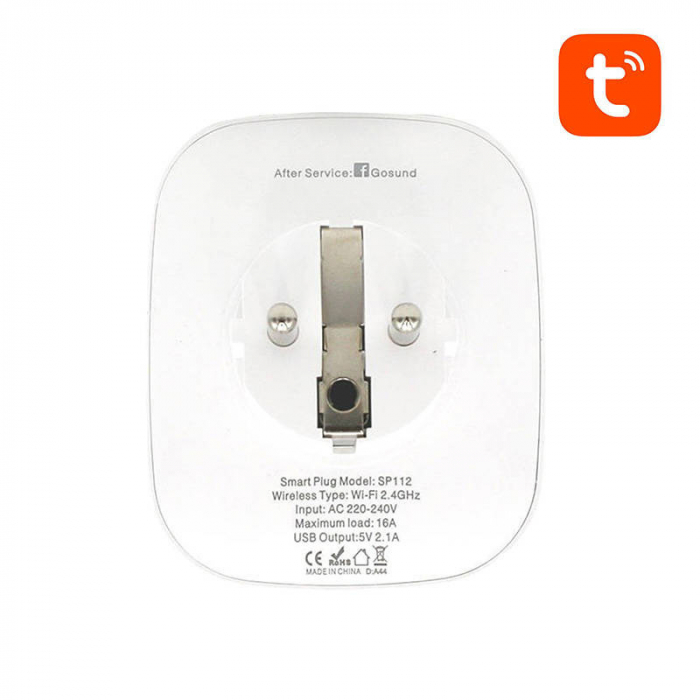Priza inteligenta WiFi Gosund SP112 2xUSB, 16A, Tuya [4]