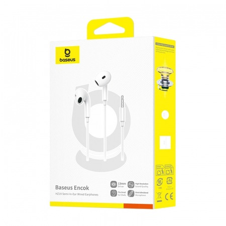 Baseus Encok HZ19 Casti in-ear cu fir alb [5]