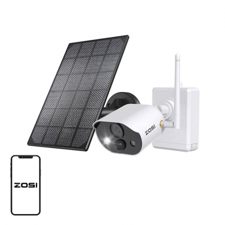 Supraveghere Video Acasa - Camera IP pentru exterior cu panou solar ZOSI C306Pro WiFi 3MP IP66